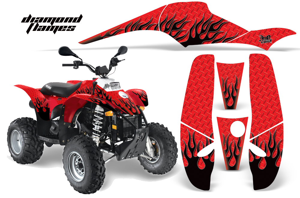 Polaris Scrambler 500 Trlblazer 350 Graphics DiamondFlames Red